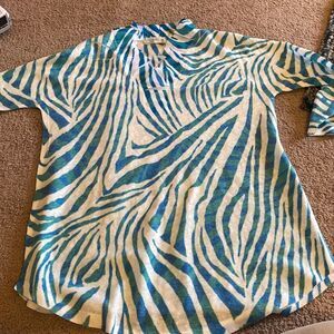 Atelier5 blue green blouse small